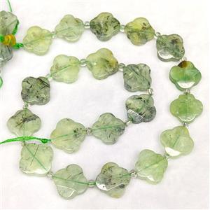 Natural Green Prehnite Clover Beads Faceted, approx 18mm [GB24988]