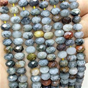 Natural Gray Hawkeye Jasper Beads Eagle Faceted Rondelle, approx 5x8mm [GB24991]