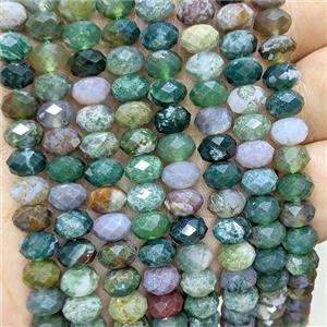 Natural Indian Agate Rondelle Beads Green Faceted, approx 5x8mm [GB24993]