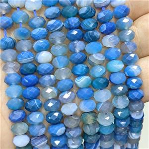 Natural Blue Stripe Agate Rondelle Beads Dye Faceted, approx 5x8mm [GB25007]