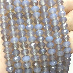 Natural Gray Agate Rondelle Beads Faceted Undye, approx 5x8mm [GB25011]