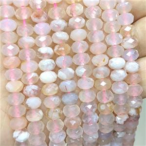Natural Pink Sakura Agate Rondelle Beads Faceted, approx 5x8mm [GB25015]