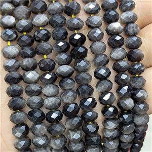 Natural Silver Obsidian Rondelle Beads Faceted, approx 5x8mm [GB25023]