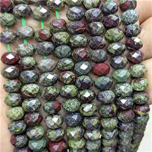 Natural Dragon Bloodstone Beads Green Faceted Rondelle, approx 5x8mm [GB25026]