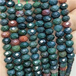 Natural Chook Bloodstone Beads Green Faceted Rondelle, approx 5x8mm [GB25027]