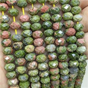 Natural Unakite Rondelle Beads Faceted, approx 5x8mm [GB25057]