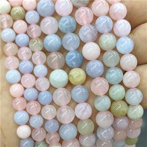 Natural Morganite Beads Multicolor Smooth Round, approx 8mm [GB25073-8MM]