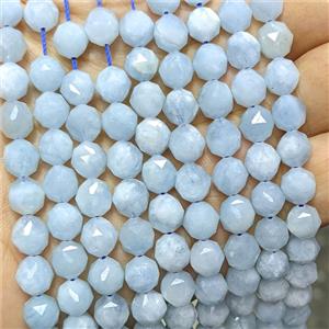 Natural Blue Aquamarine Beads Cutted Round, approx 8mm [GB25084]