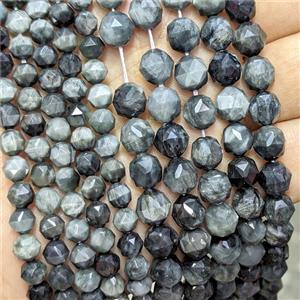 Natural Hawkeye Stone Beads Eagle Cutted Round, approx 8mm [GB25090-8MM]
