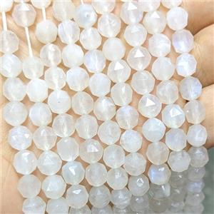 Natural White Moonstone Beads Blue Flash Cutted Round, approx 8mm [GB25092]
