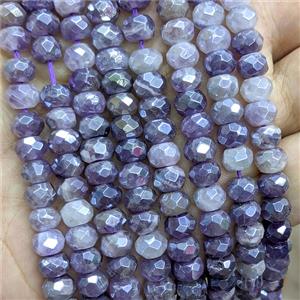 Natural Purple Amethyst Beads Faceted Rondelle Electroplated, approx 5x8mm [GB25098]