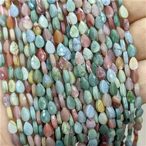Natural Alashan Agate Beads Alxa Faceted Teardrop Multicolor, approx 4x6mm [GB25112]