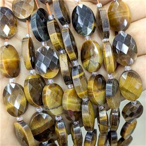 Natural Tiger Eye Stone Beads Faceted Oval, approx 13-18mm [GB25113]