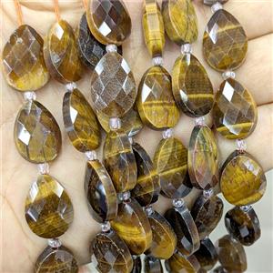 Natural Tiger Eye Stone Beads Faceted Teardrop, approx 13-18mm [GB25114]