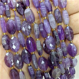 Natural Purple Amethyst Beads Faceted Horse-Eye, approx 9-14mm [GB25115]