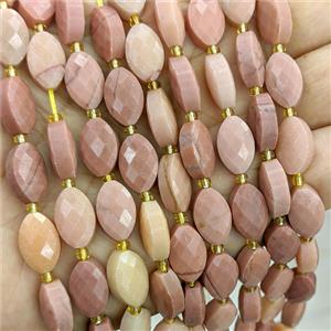 Peach Jade Beads Faceted Horse-Eye Dye, approx 9-14mm [GB25116]
