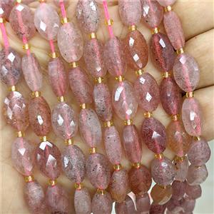 Natural Pink Strawberry Quartz Beads Faceted Horse-Eye, approx 9-14mm [GB25121]