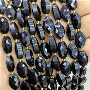 Natural Black Obsidian Beads Faceted Horse-Eye, approx 9-14mm [GB25125]