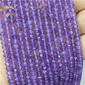 Natural Amethyst Beads Faceted Rondelle Lt.purple, approx 3-4mm [GB25128]