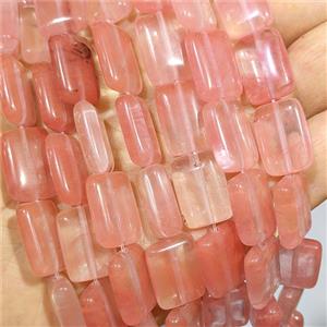 Synthetic Quartz Rectangle Beads Pink, approx 13-18mm [GB25138]