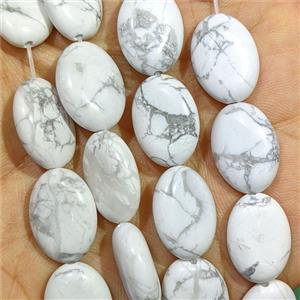 White Howlite Turquoise Oval Beads, approx 13-18mm [GB25169]