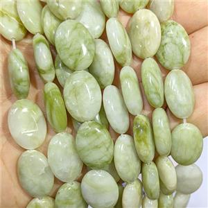 Green Nephrite Jade Oval Beads, approx 13-18mm [GB25170]