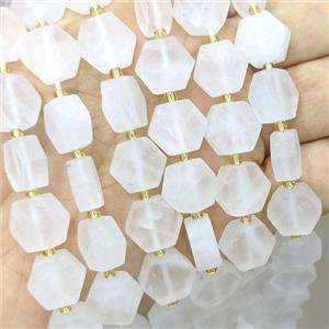 Natural White Jade Hexagon Beads Matte, approx 12-13mm [GB25183]