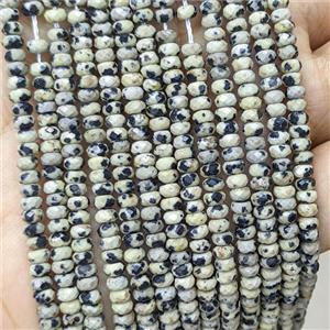 Black Dalmatian Jasper Beads Faceted Rondelle, approx 2x4mm [GB25196]