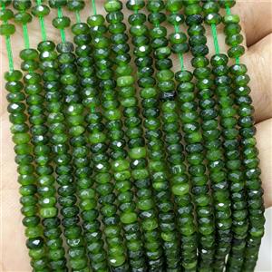 Green Nephrite Jade Beads Faceted Rondelle, approx 2x4mm [GB25199]