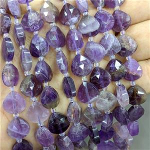 Natural Purple Amethyst Triangle Beads Faceted, approx 12mm [GB25209]