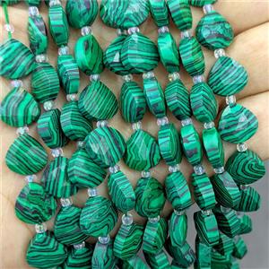 Synthetic Green Malachite Triangle Beads Faceted, approx 12mm [GB25211]