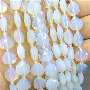White Opalite Triangle Beads Faceted, approx 12mm [GB25212]
