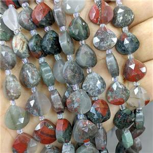African Bloodstone Triangle Beads Faceted, approx 12mm [GB25215]
