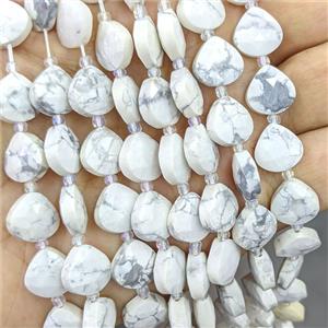 White Howlite Turquoise Triangle Beads Faceted, approx 12mm [GB25216]
