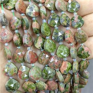 Unakite Triangle Beads Faceted, approx 12mm [GB25221]