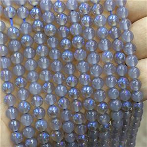 Gray Agate Beads Smooth Round Blue Electroplated, approx 10mm [GB25224-10MM]