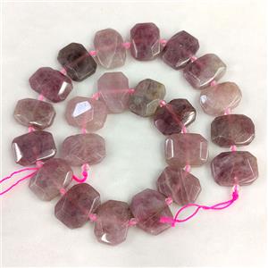 Natural Madagascar Rose Quartz Rectangle Beads Pink Faceted, approx 13-23mm [GB25229]