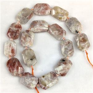 Natural Sunstone Rectangle Beads Faceted, approx 13-23mm [GB25231]