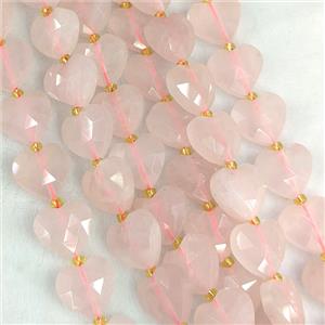 Natural Pink Rose Quartz Heart Beads Faceted, approx 14mm [GB25236]