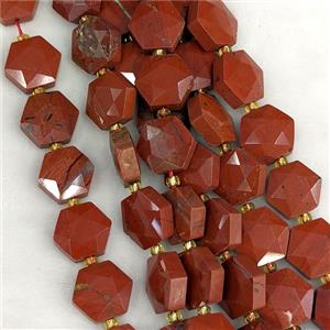Natural Red Jasper Hexagon Beads Faceted, approx 12-13mm [GB25244]