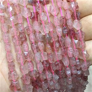 Natural Pink Strawberry Quartz Star Beads Faceted, approx 8mm [GB25349]