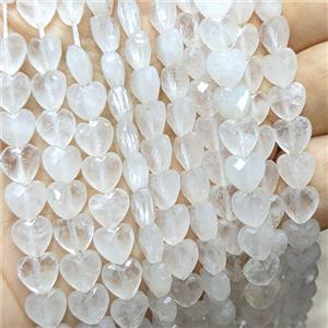 Natural Clear Quartz Heart Beads Faceted, approx 8mm [GB25374]