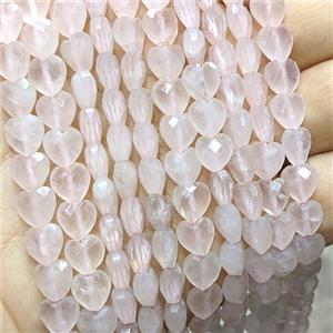 Natural Pink Rose Quartz Heart Beads Faceted, approx 8mm [GB25377]