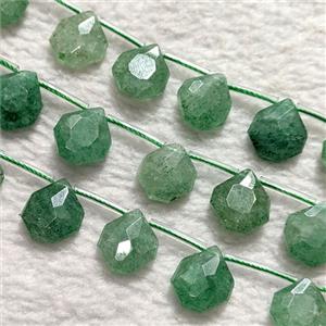 Natural Green Strawberry Quartz Teardrop Beads Flat Faceted, approx 12-15mm [GB25427]