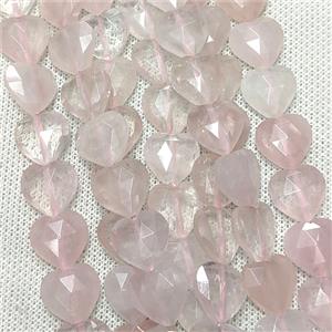 Natural Pink Rose Quartz Heart Beads Faceted, approx 14mm [GB25455]