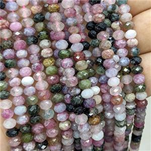 Natural Tourmaline Beads Multicolor Faceted Rondelle, approx 6mm [GB25534]