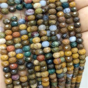 Natural Ocean Agate Beads Multicolor Faceted Rondelle, approx 6mm [GB25536]