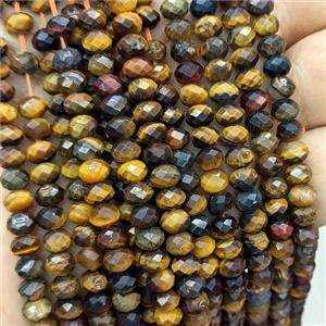 Natural Tiger Eye Stone Beads Faceted Rondelle, approx 6mm [GB25537]