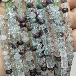 Natural Green Chlorite Quartz Beads Faceted Rondelle, approx 6mm [GB25541]