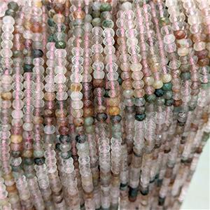 Natural Rutilated Quartz Beads Faceted Rondelle Multicolor, approx 6mm [GB25542]